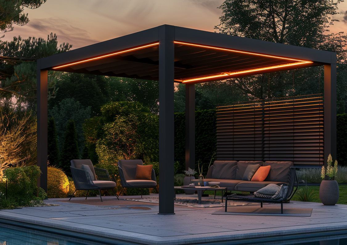 Mirador terrasoverkapping met LED verlichting